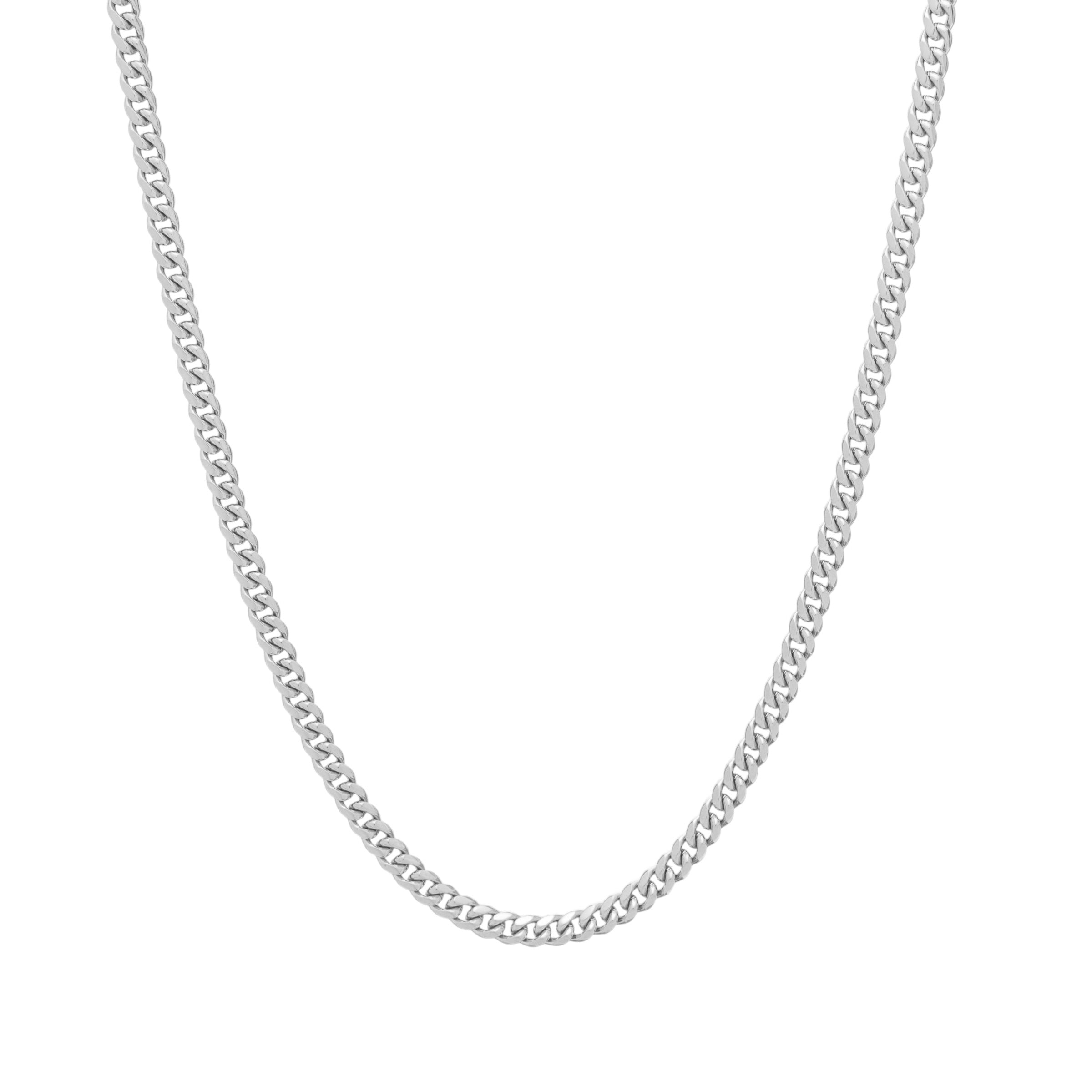 3mm Cuban Link Chain - 18k White Gold