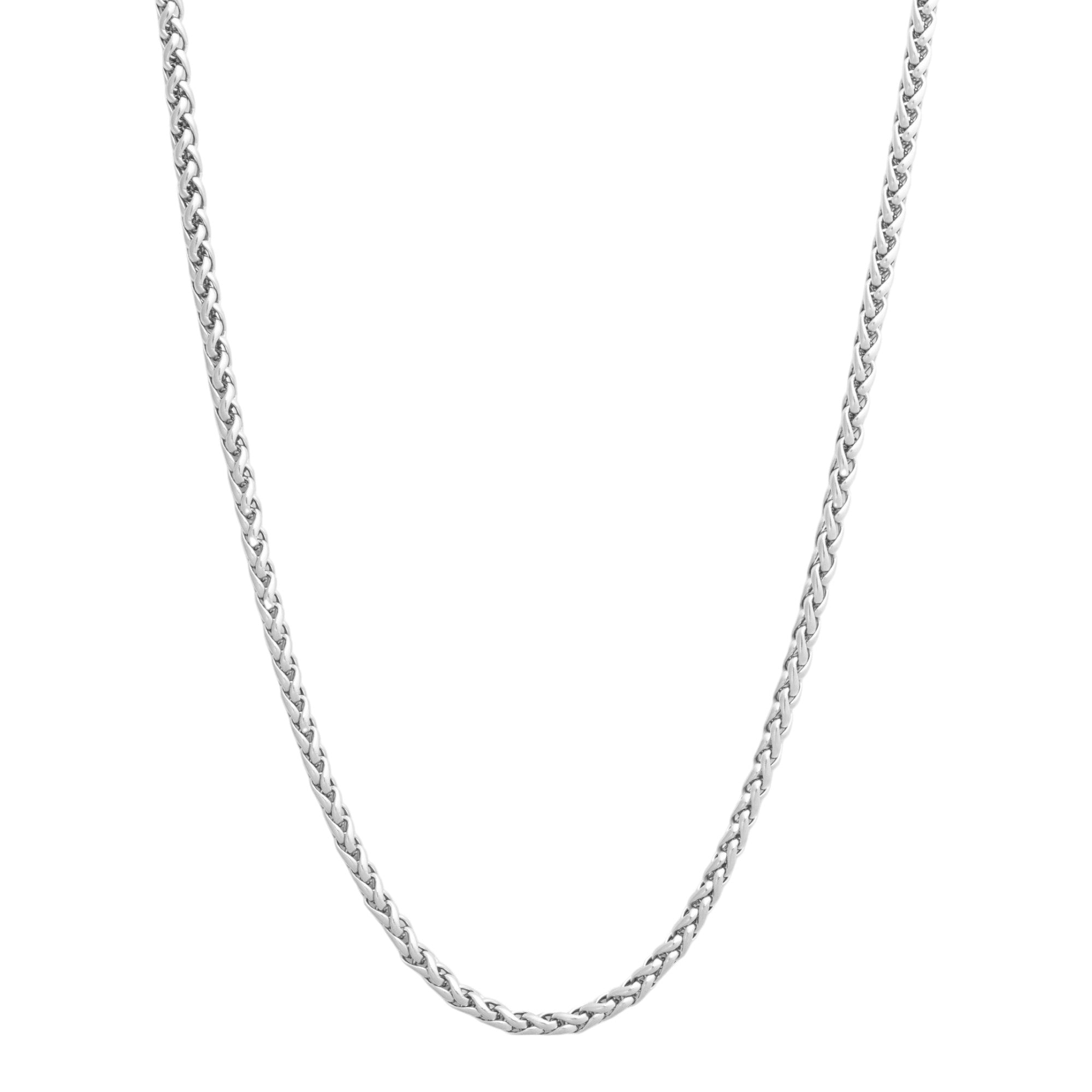 3mm Wheat Chain Gold - 18k White Gold