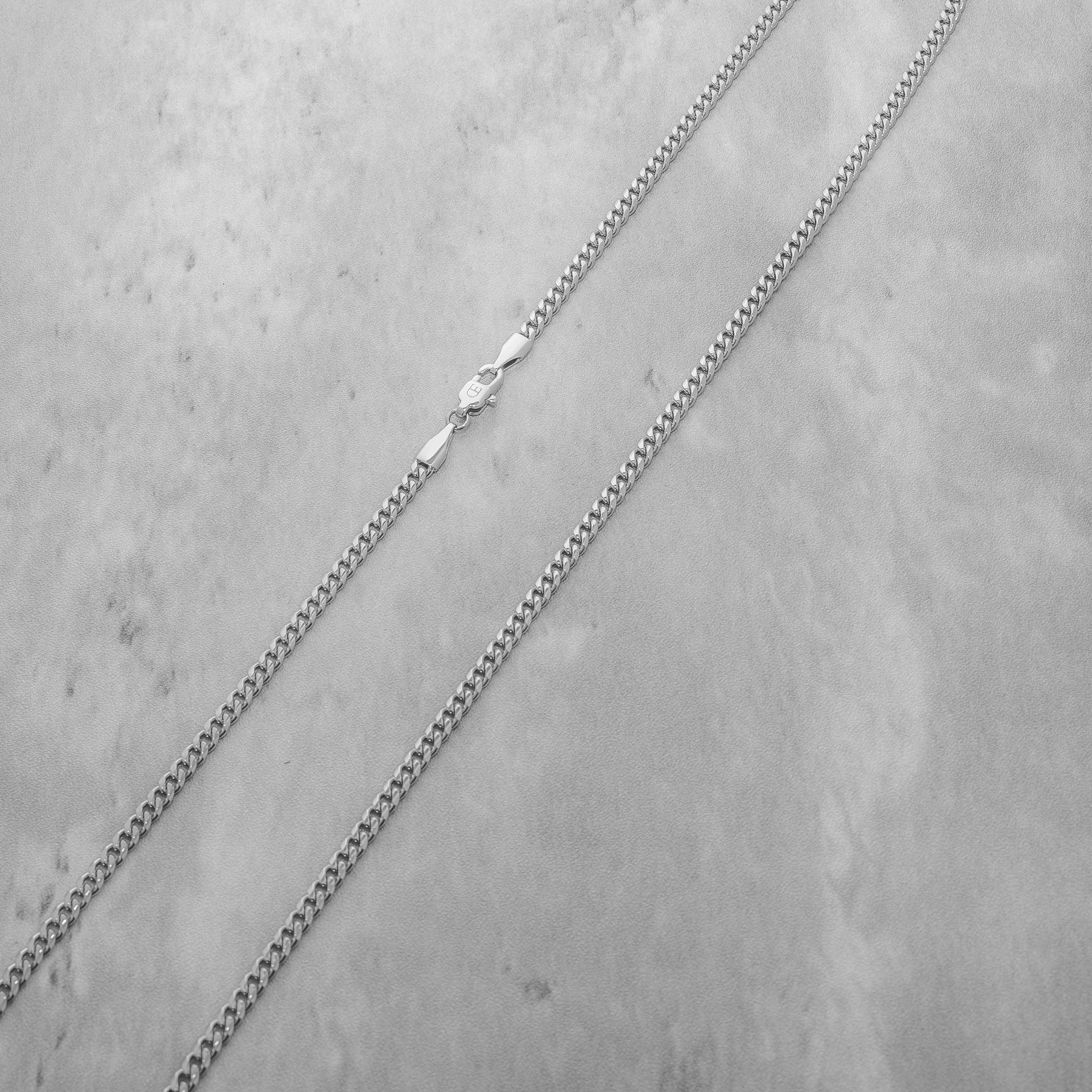 3mm Cuban Link Chain - 18k White Gold