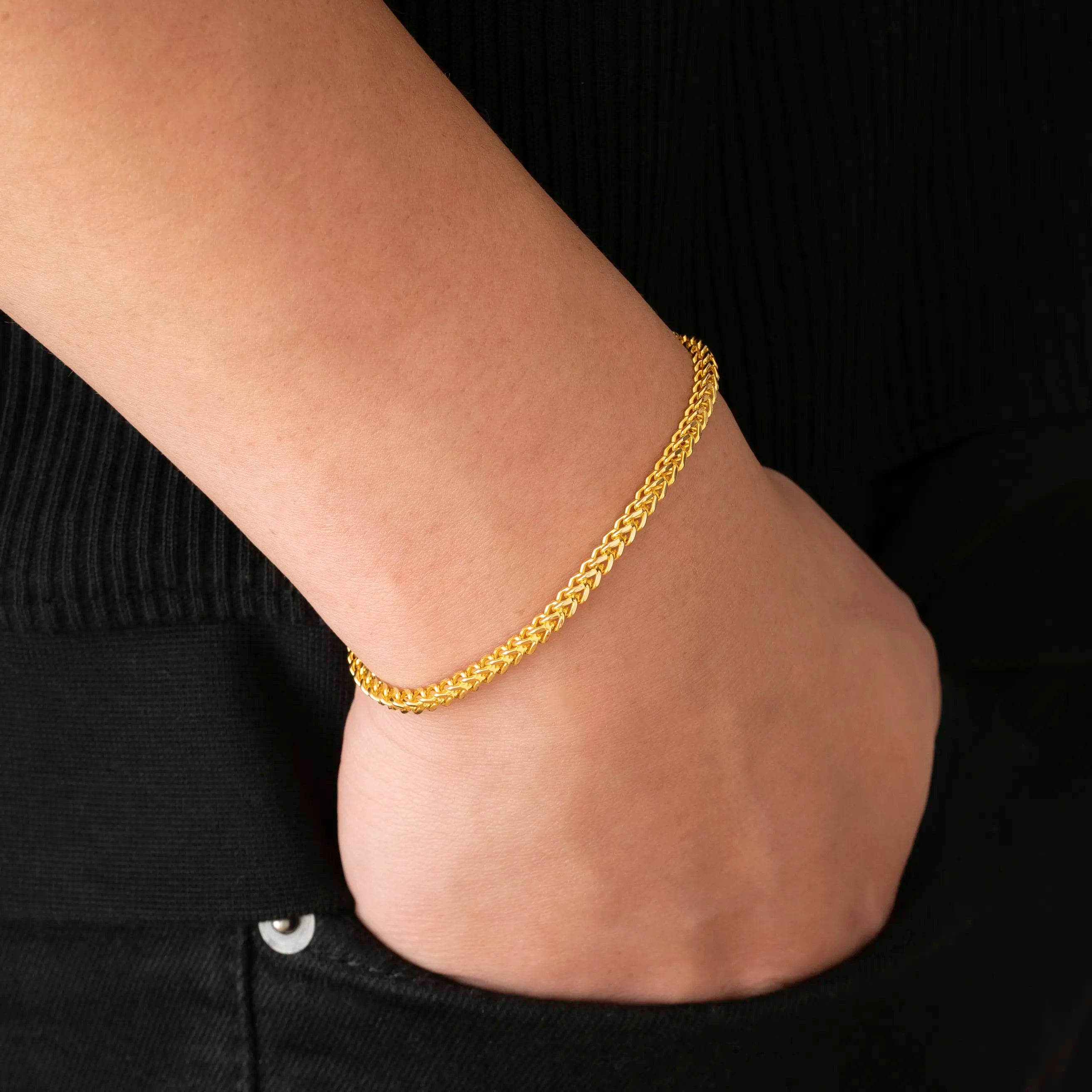 3mm Franco Bracelet - 18k Gold