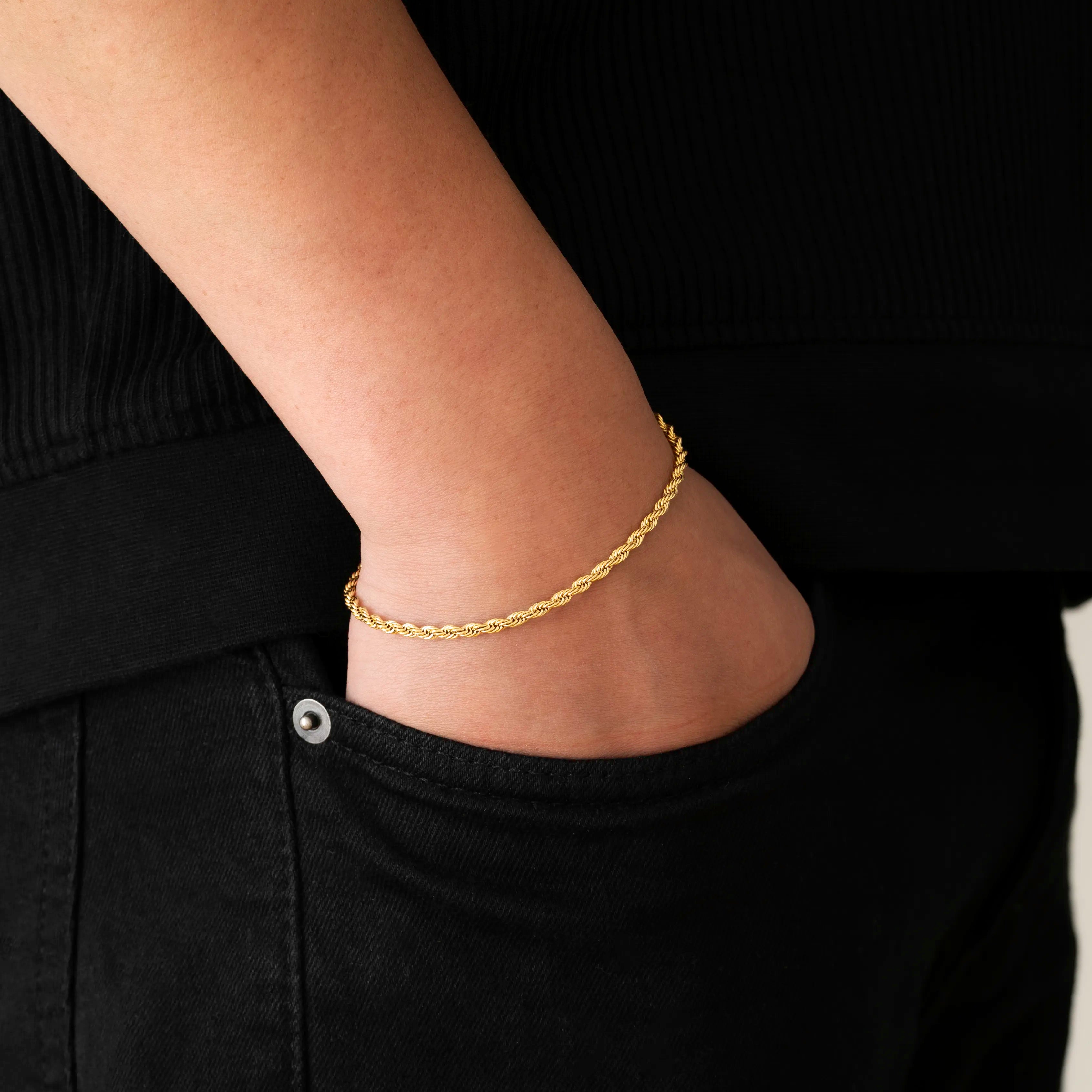 3mm Rope Bracelet 18k Gold