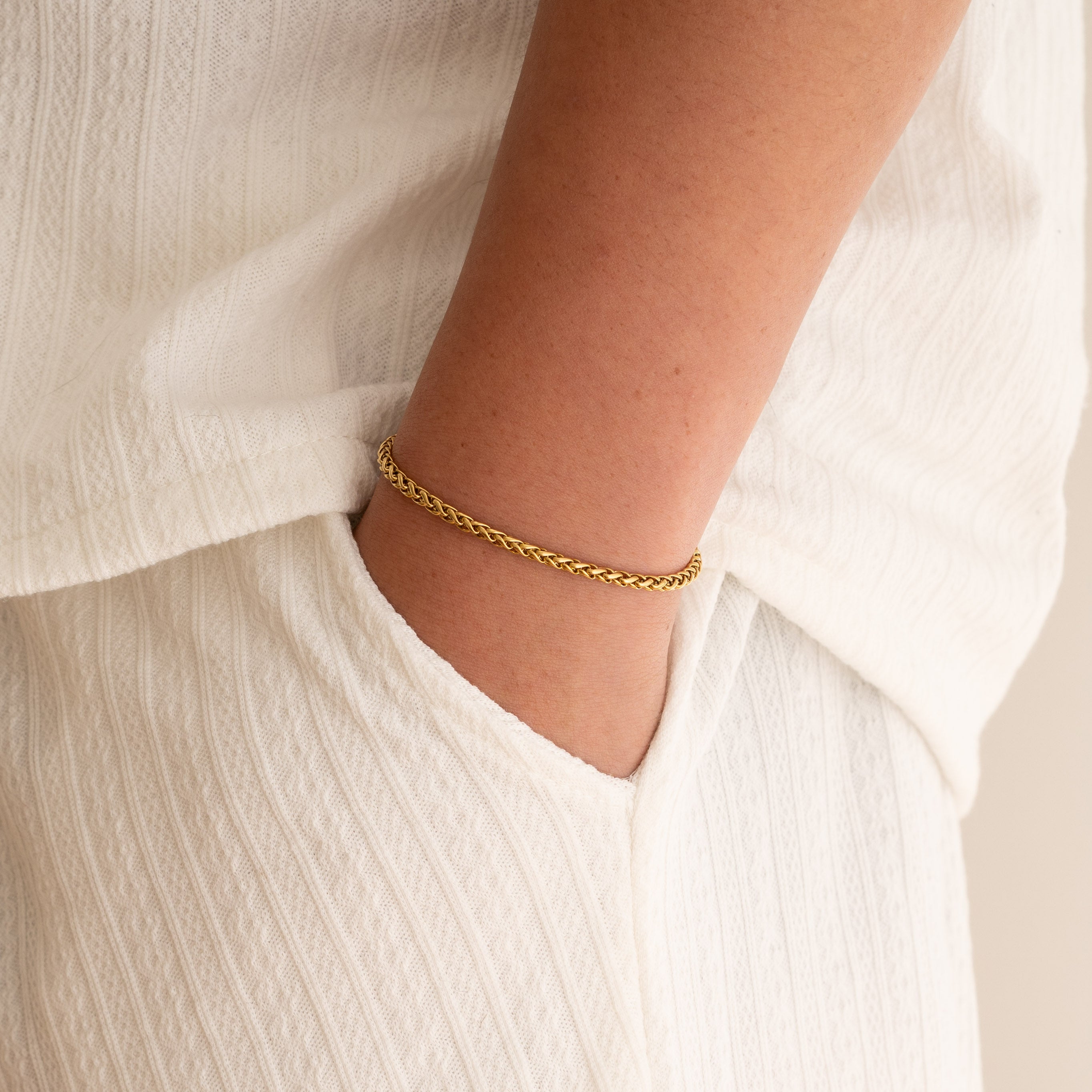3mm Wheat Bracelet - 18k Gold