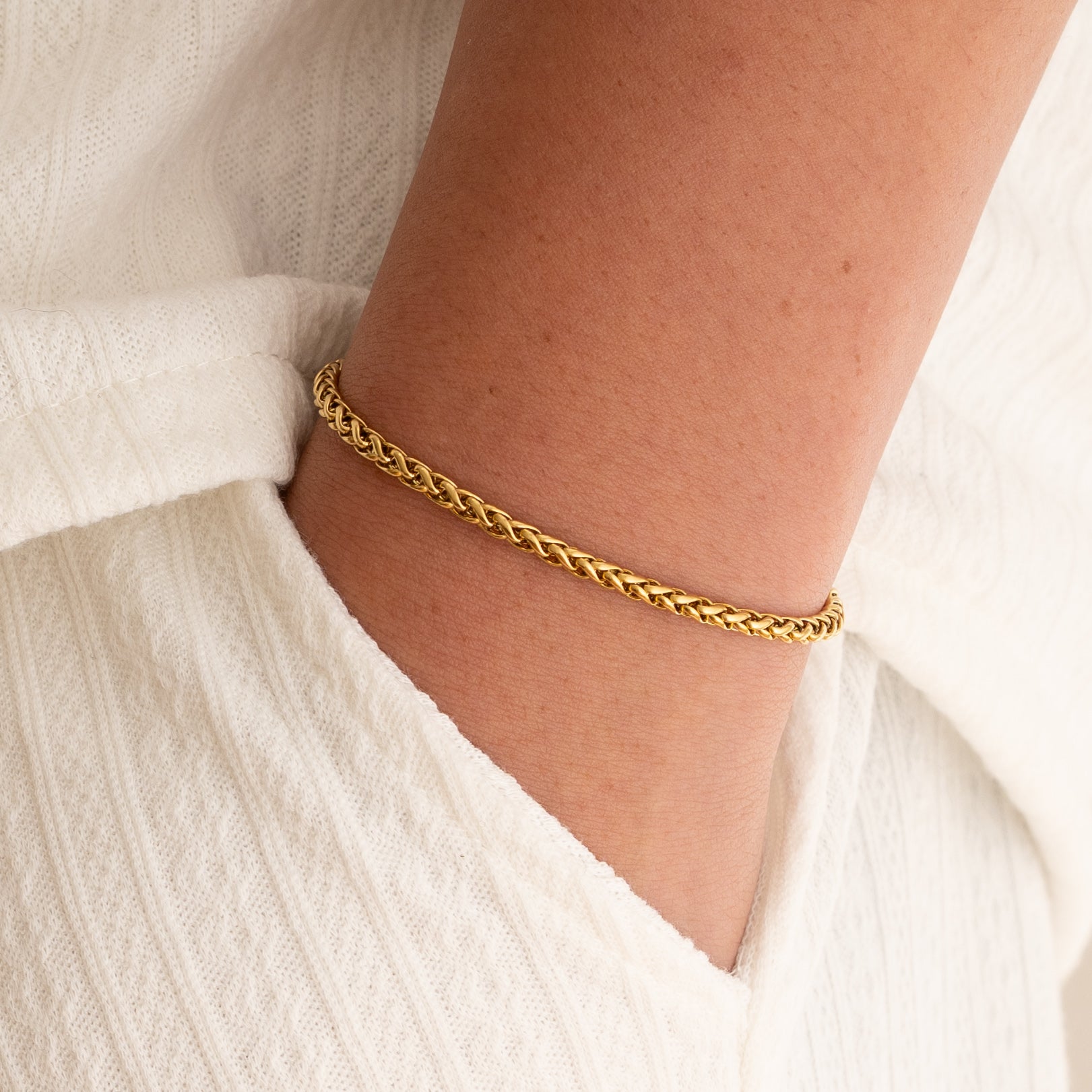 3mm Wheat Bracelet - 18k Gold