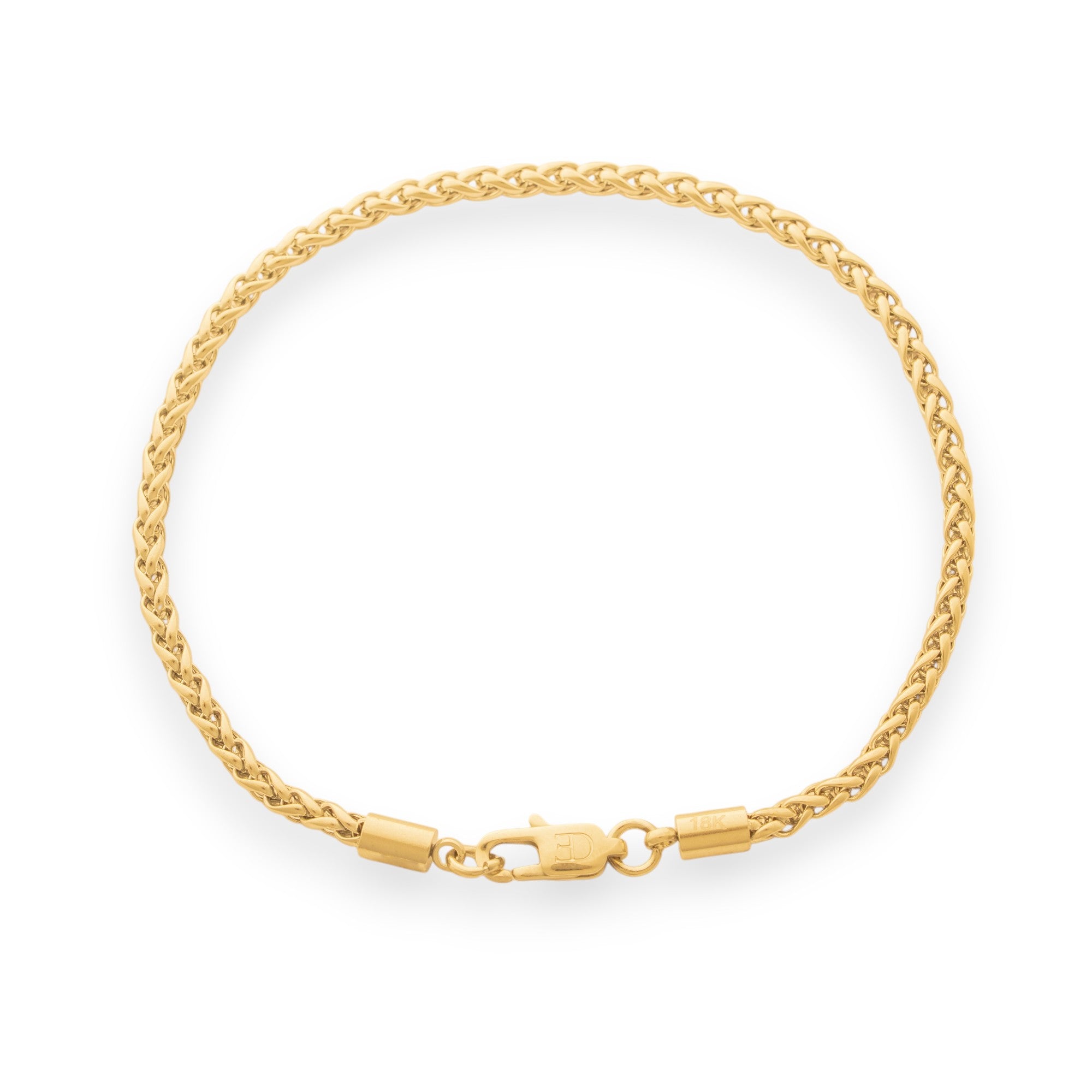 3mm Wheat Bracelet - 18k Gold