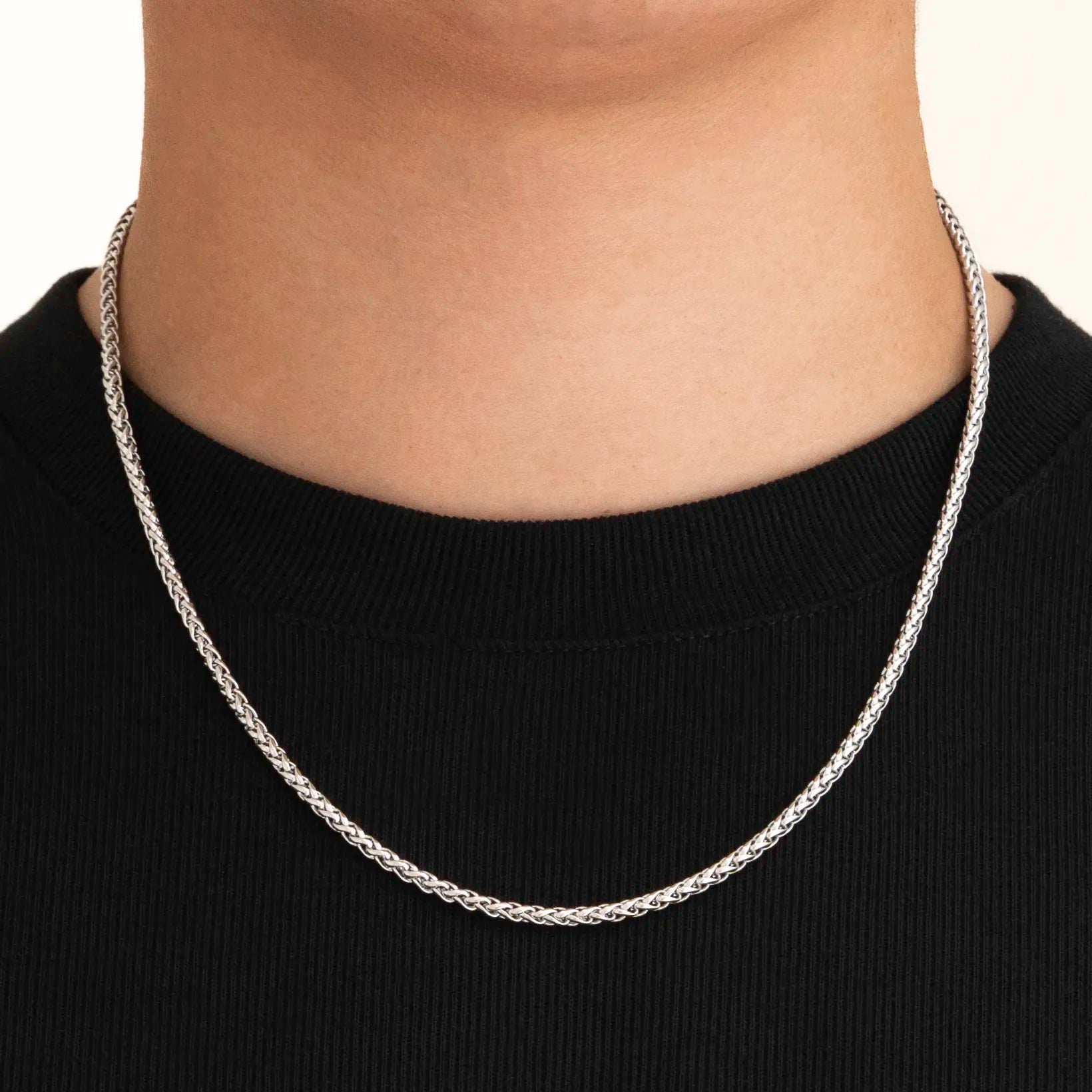 3mm Wheat Chain Gold - 18k White Gold