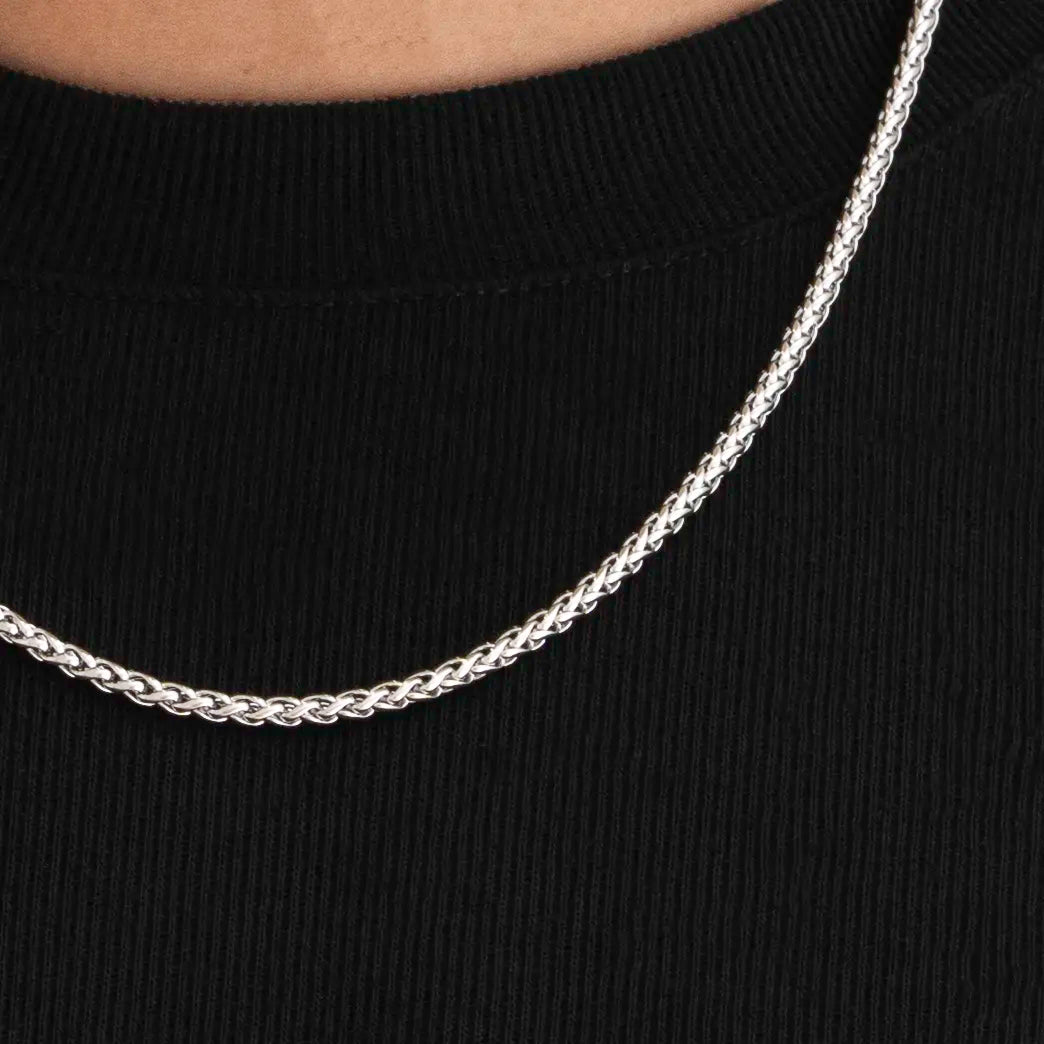 3mm Wheat Chain Gold - 18k White Gold
