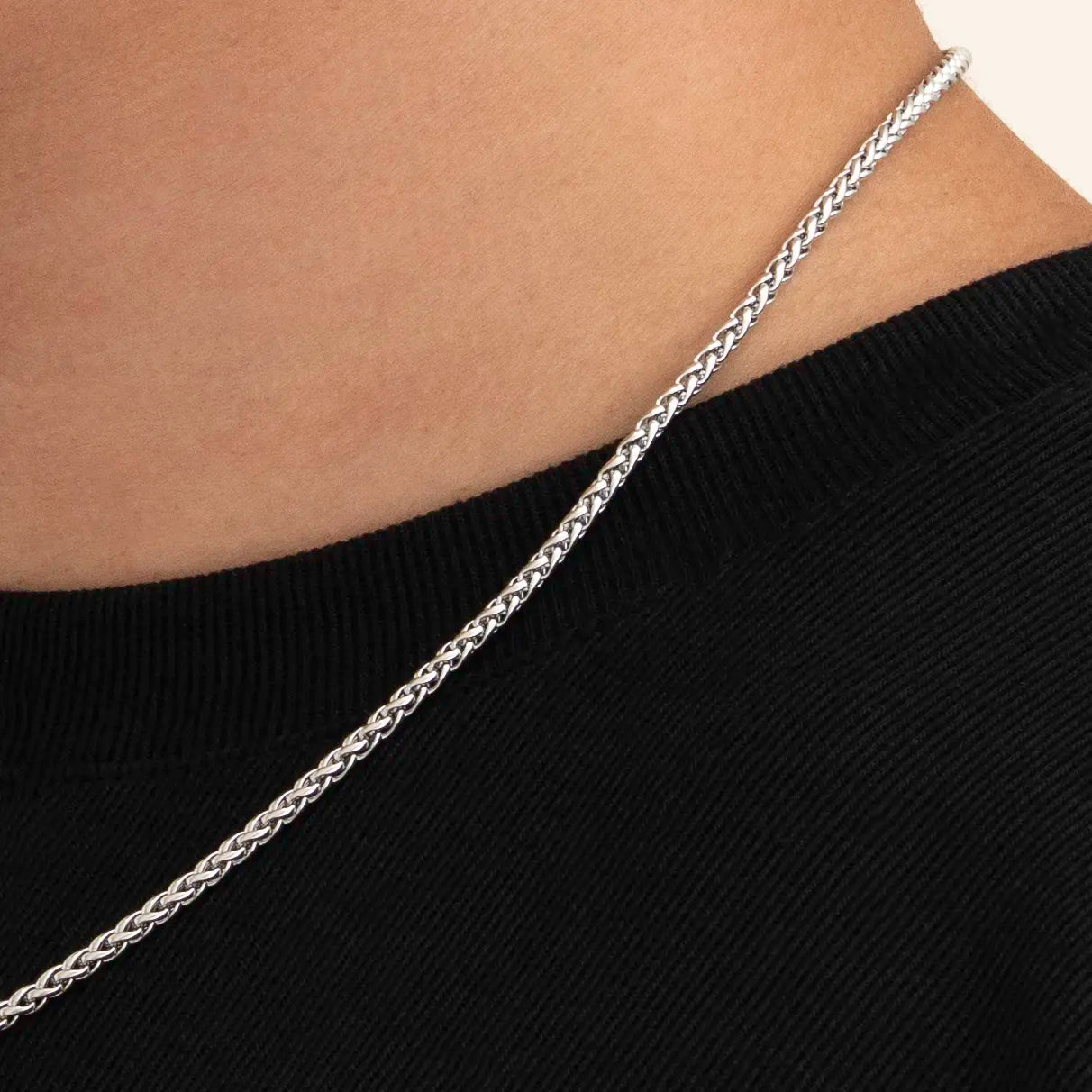 3mm Wheat Chain Gold - 18k White Gold