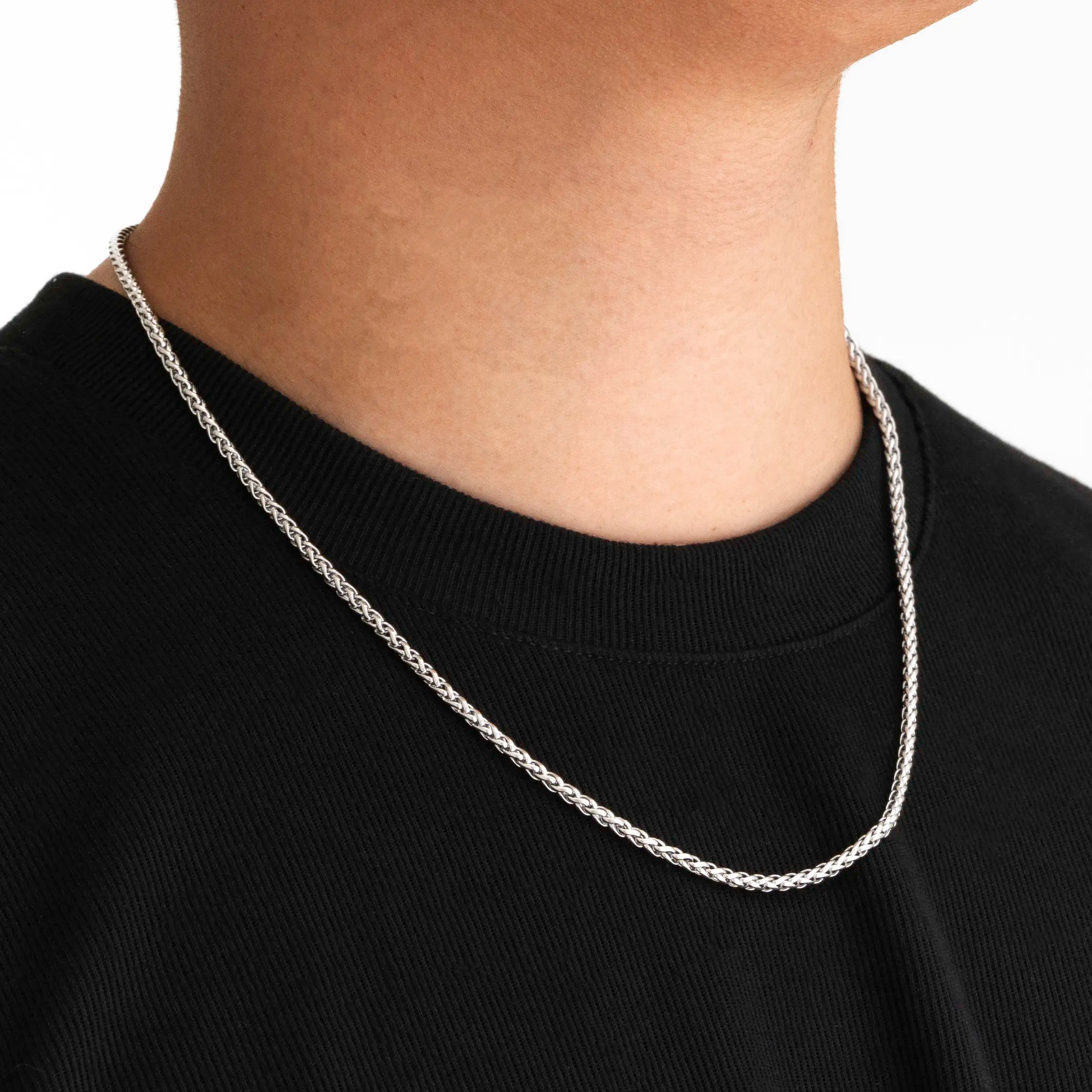 3mm Wheat Chain Gold - 18k White Gold