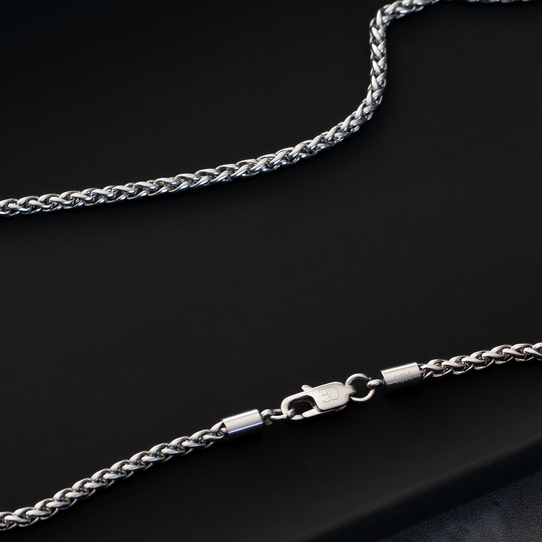 3mm Wheat Chain Gold - 18k White Gold