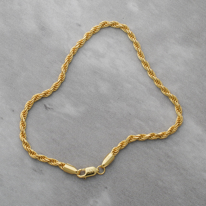 3mm Rope Bracelet 18k Gold