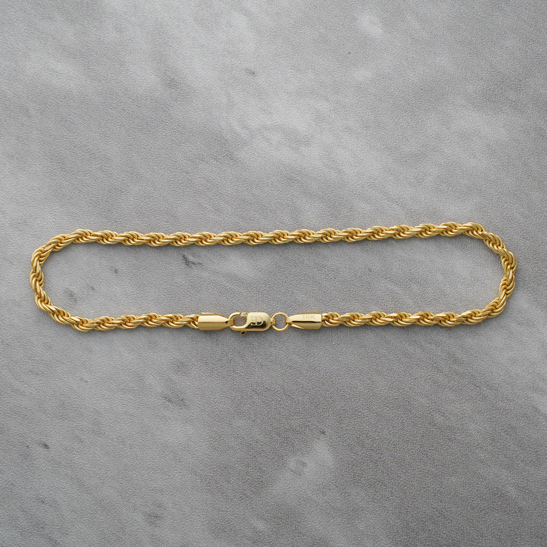 3mm Rope Bracelet 18k Gold
