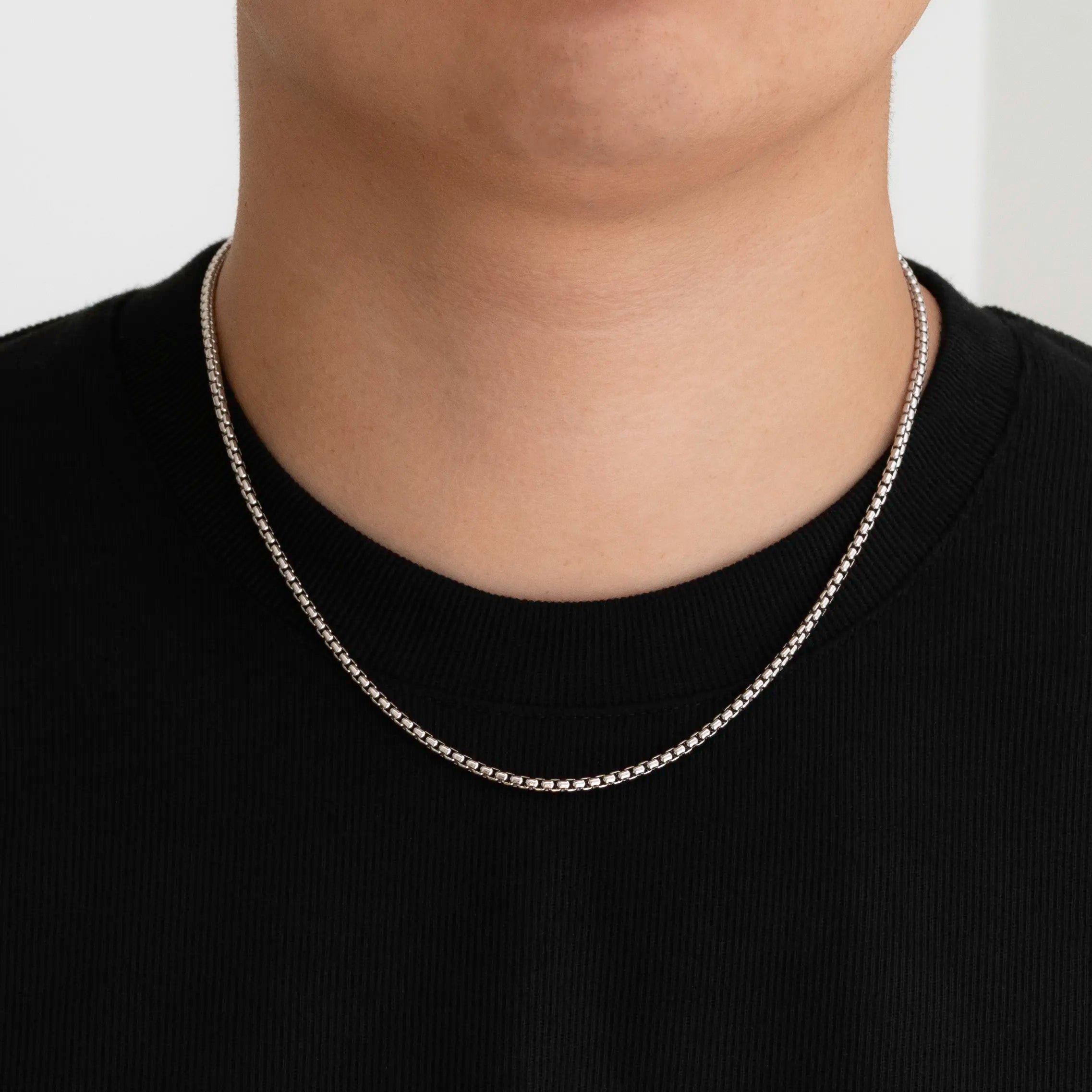 3mm Box Chain -18k White Gold