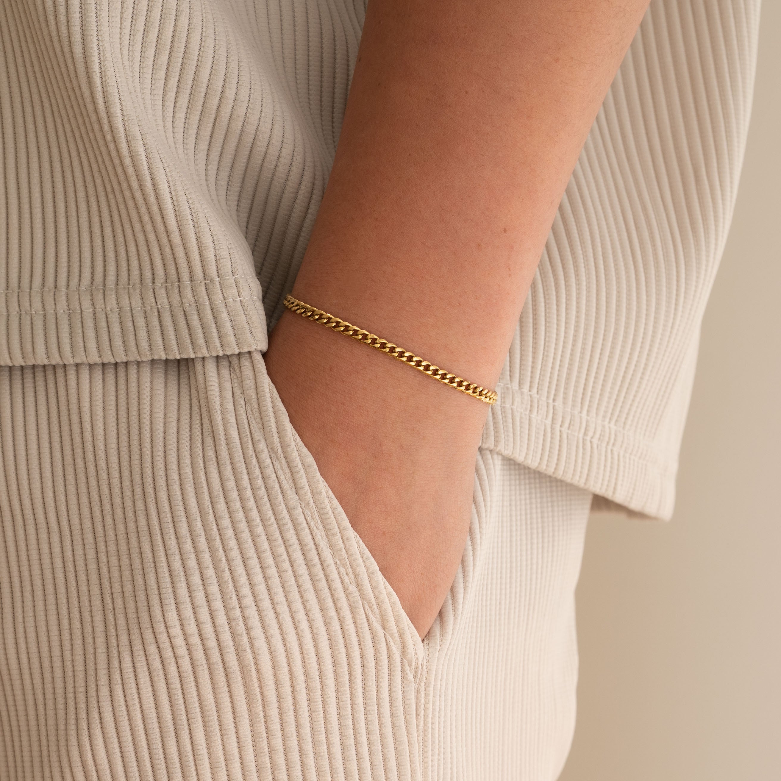 3mm Cuban Bracelet - 18k Gold