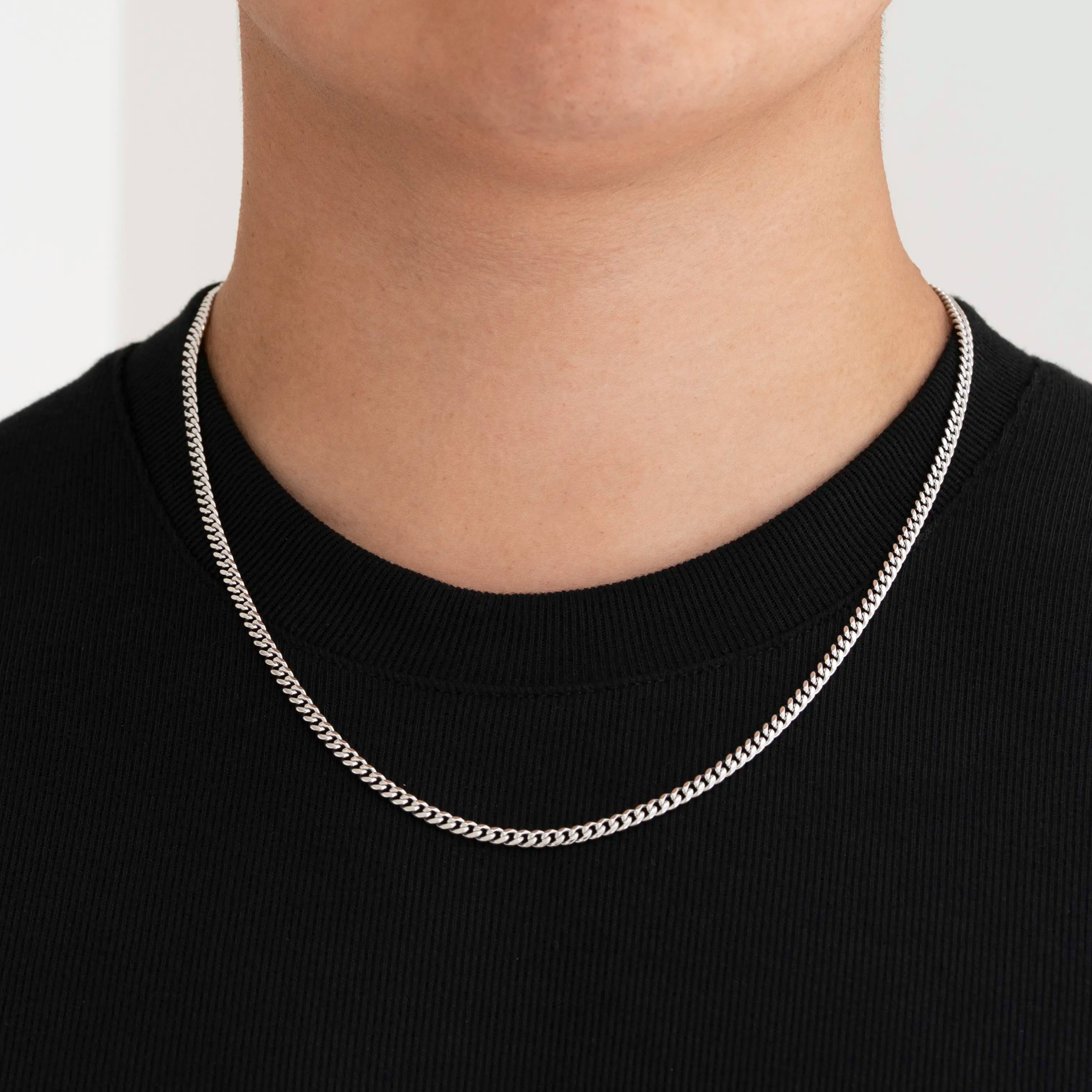 3mm Cuban Link Chain - 18k White Gold