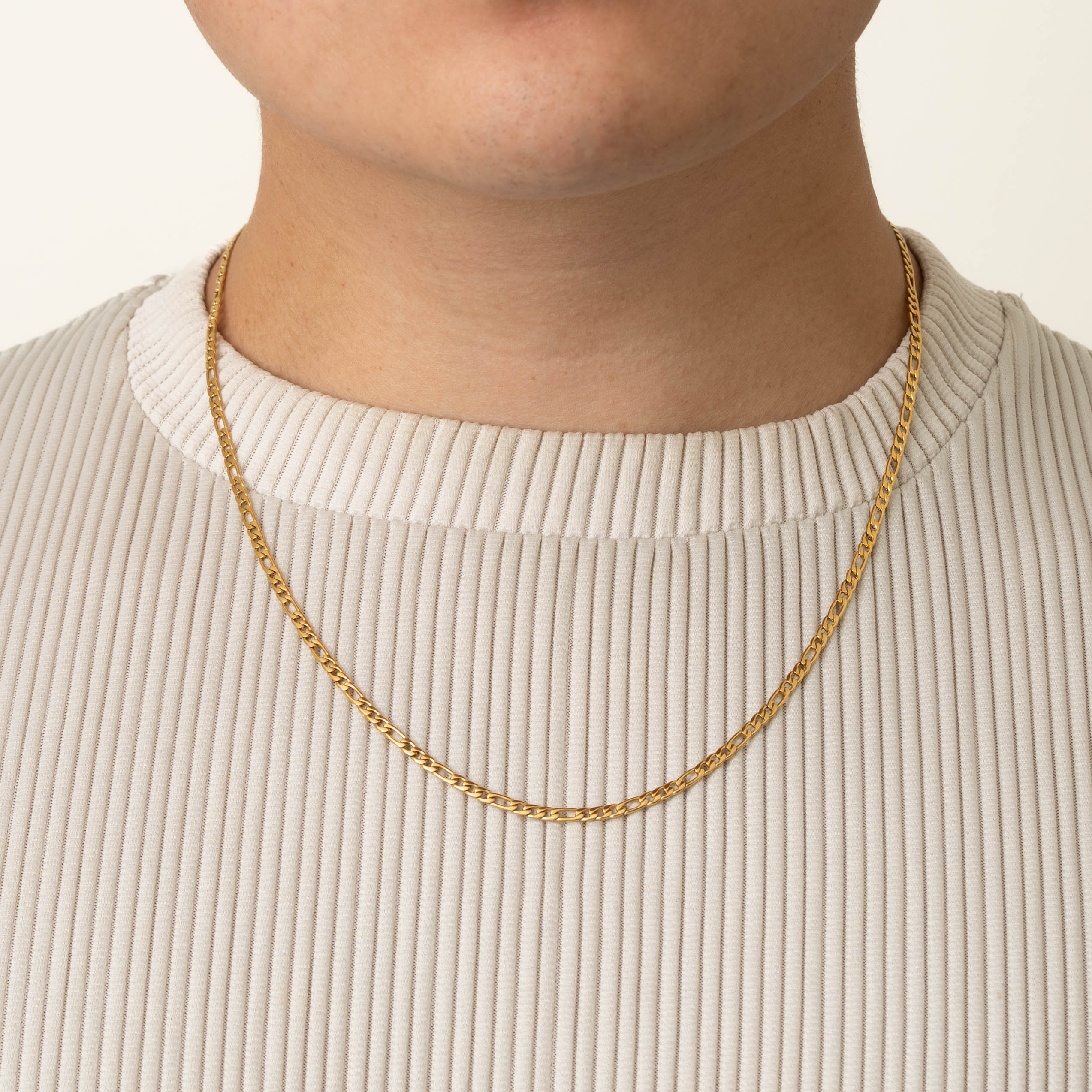 3mm Figaro Chain - 18k Gold