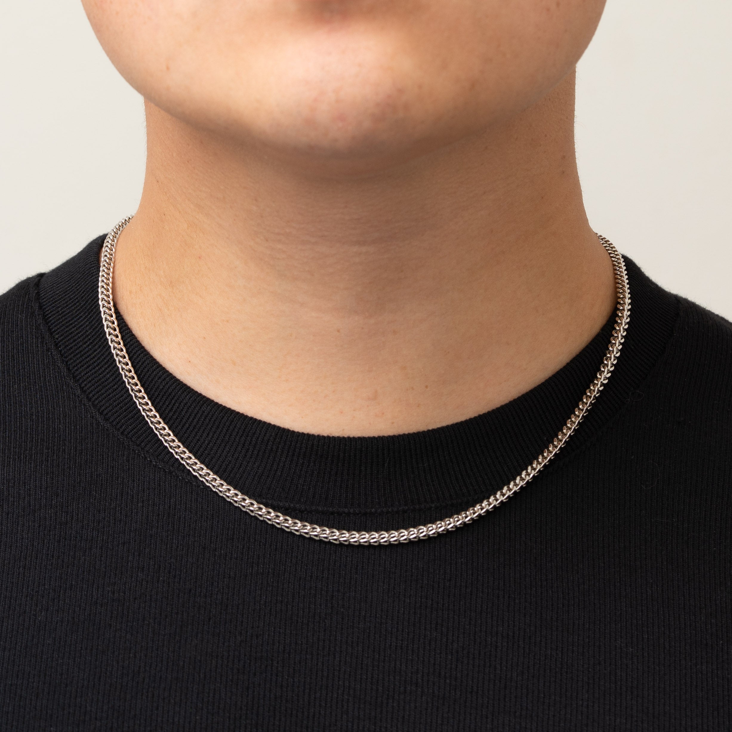 3mm Franco Chain - 18k White Gold