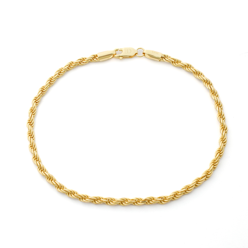 3mm Rope Bracelet 18k Gold