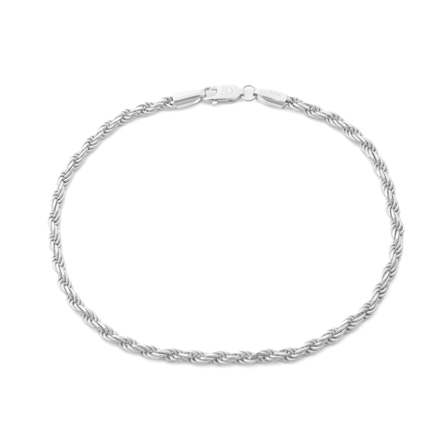 3mm Rope Bracelet 18k White Gold