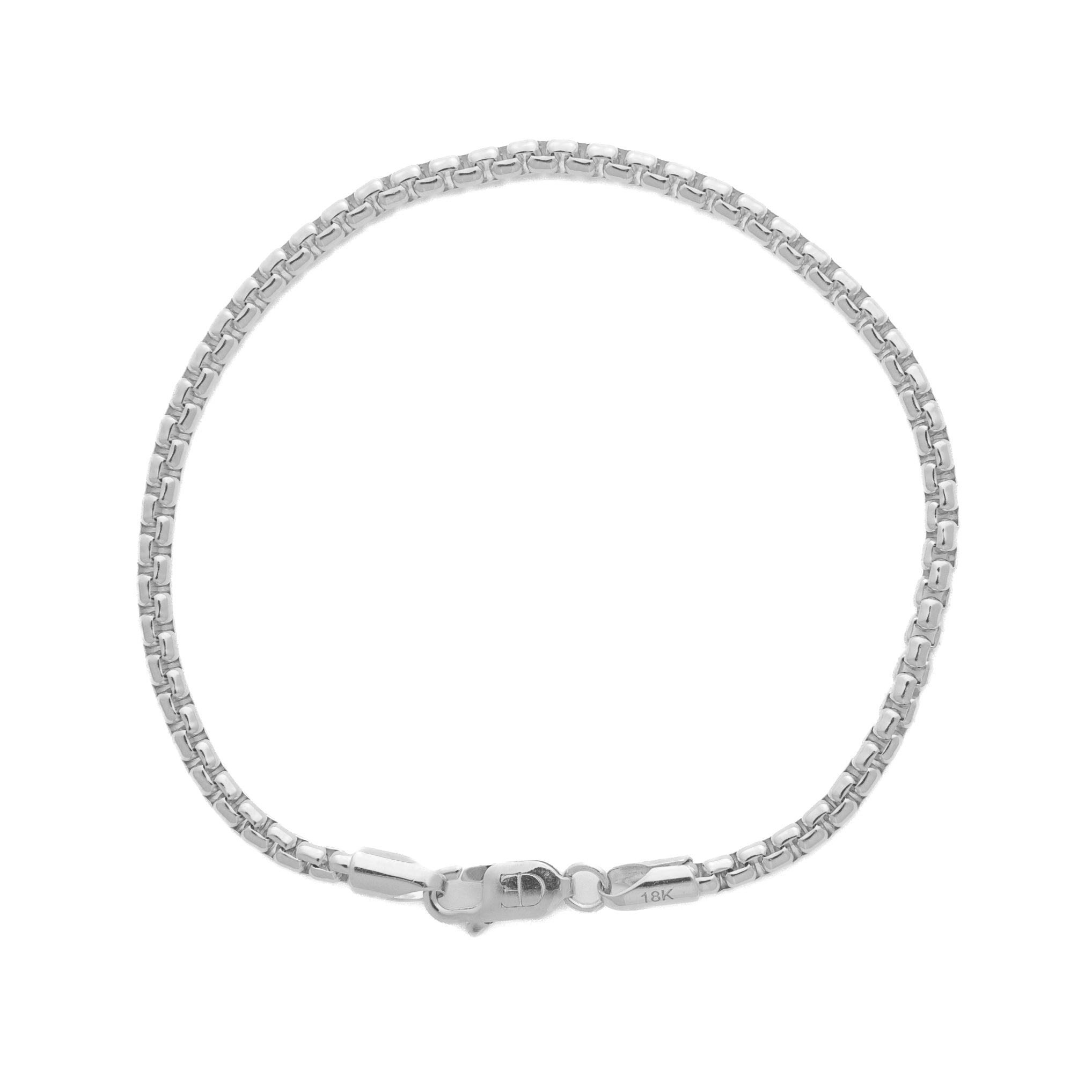 3mm Box Bracelet - 18k White Gold