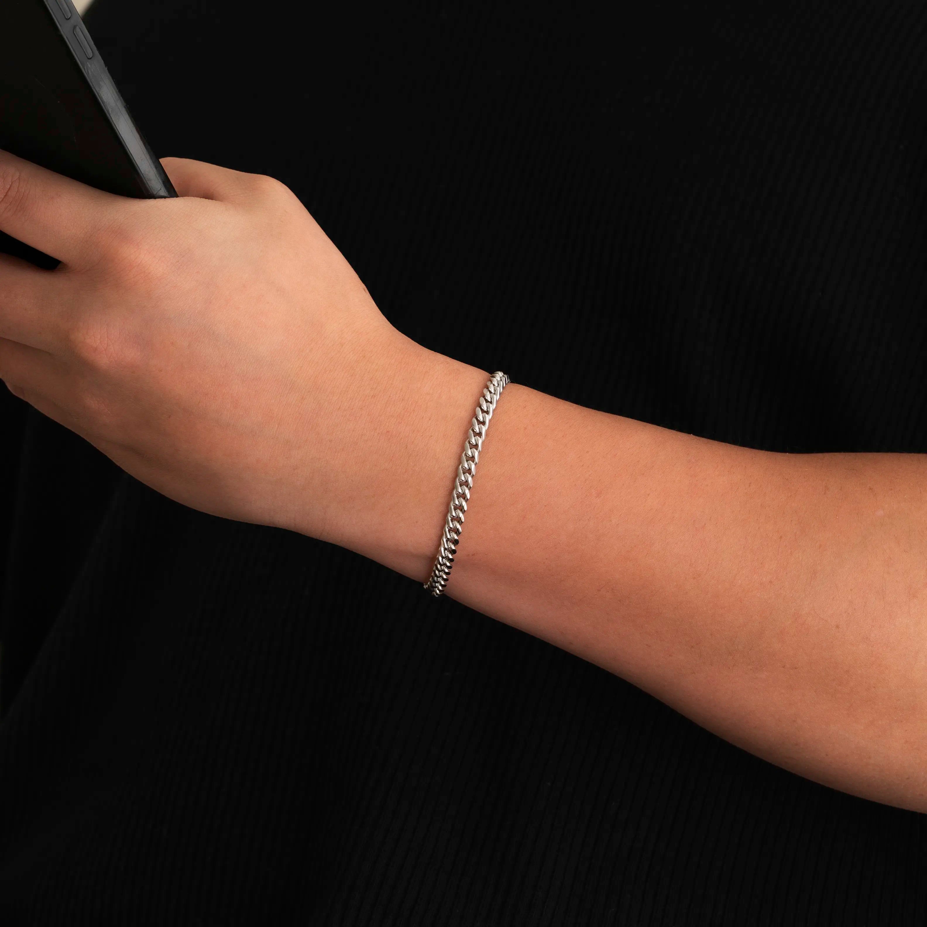 5mm Cuban Bracelet - 18k White Gold