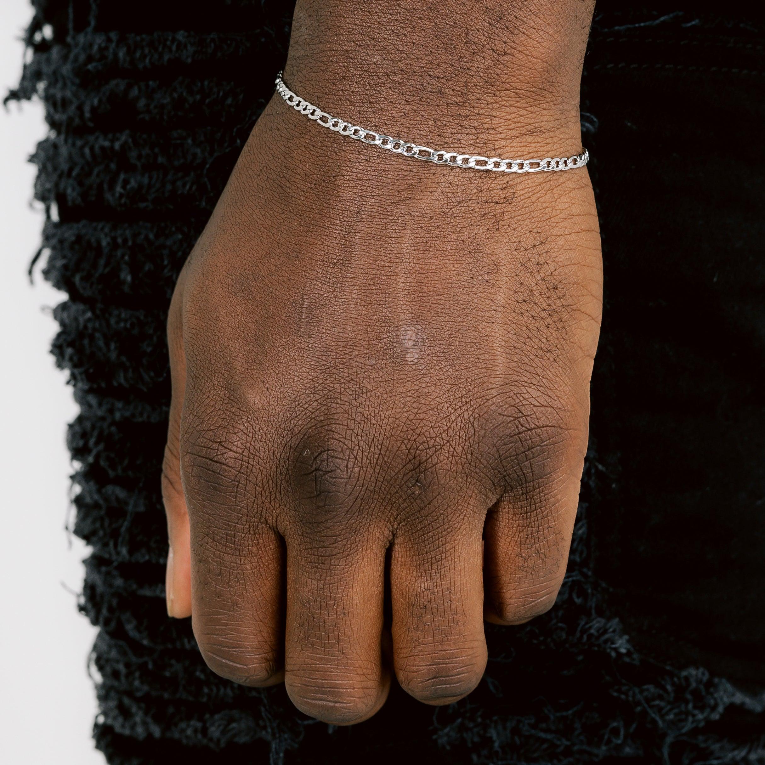 3mm Figaro Bracelet - 18k White Gold